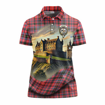Straiton Tartan Family Crest Women's Polo Shirt with Scottish Ancient Castle Style