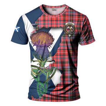 Tartan Vibes Clothing Straiton Tartan Family Crest T-Shirt Scottish Thistle Celtic Inspired