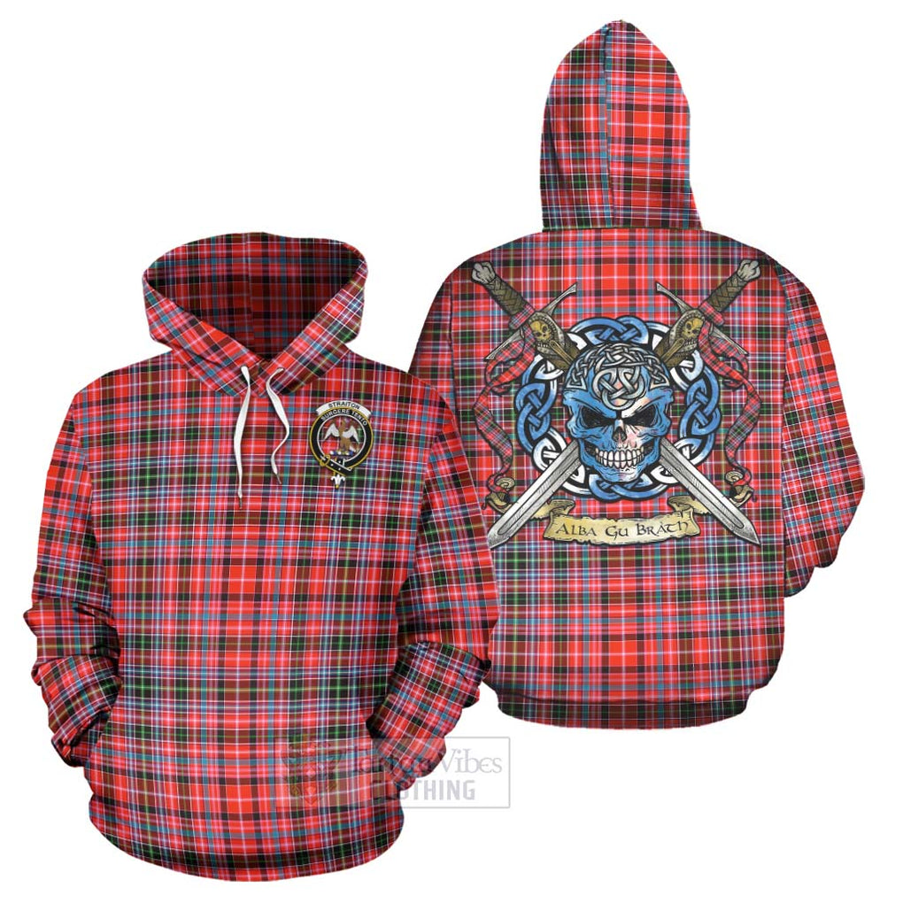 Tartan Vibes Clothing Straiton Tartan Hoodie with Family Crest Celtic Skull Style
