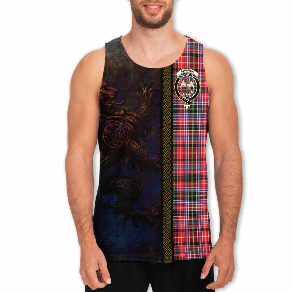Tartan Vibes Clothing Straiton Tartan Family Crest Men's Tank Top Alba Gu Brath Be Brave Lion Ancient Style