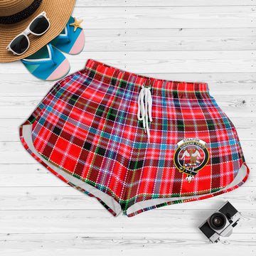 Straiton Tartan Womens Shorts with Family Crest