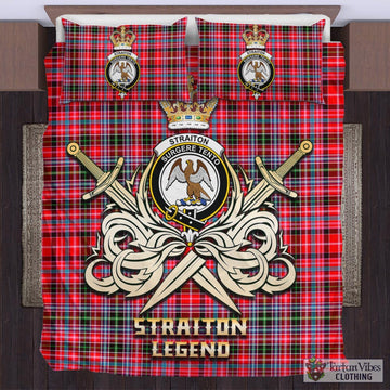 Straiton Tartan Bedding Set with Clan Crest and the Golden Sword of Courageous Legacy