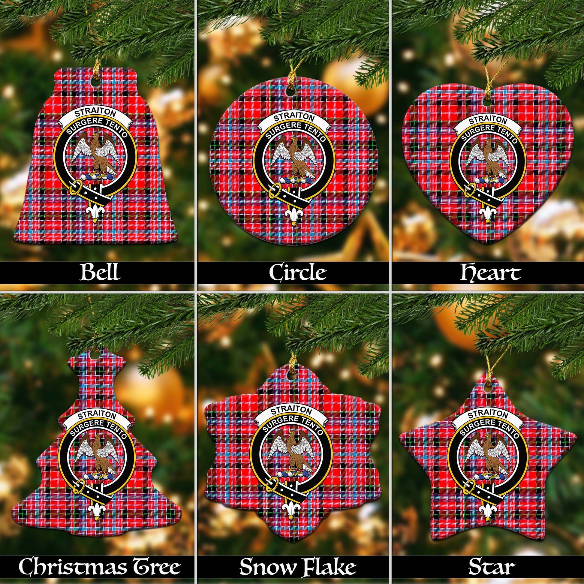 Straiton Tartan Christmas Ornaments with Family Crest - Tartanvibesclothing