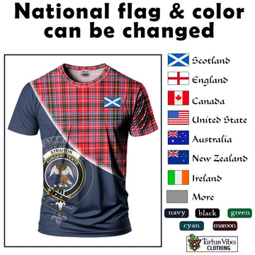 Straiton Tartan T-Shirt with Personalised National Flag and Family Crest Half Style - Tartan Vibes Clothing