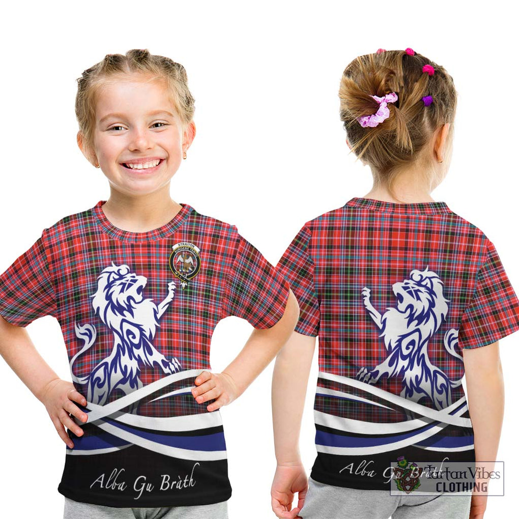 Straiton Tartan Kid T-Shirt with Alba Gu Brath Regal Lion Emblem - Tartanvibesclothing Shop