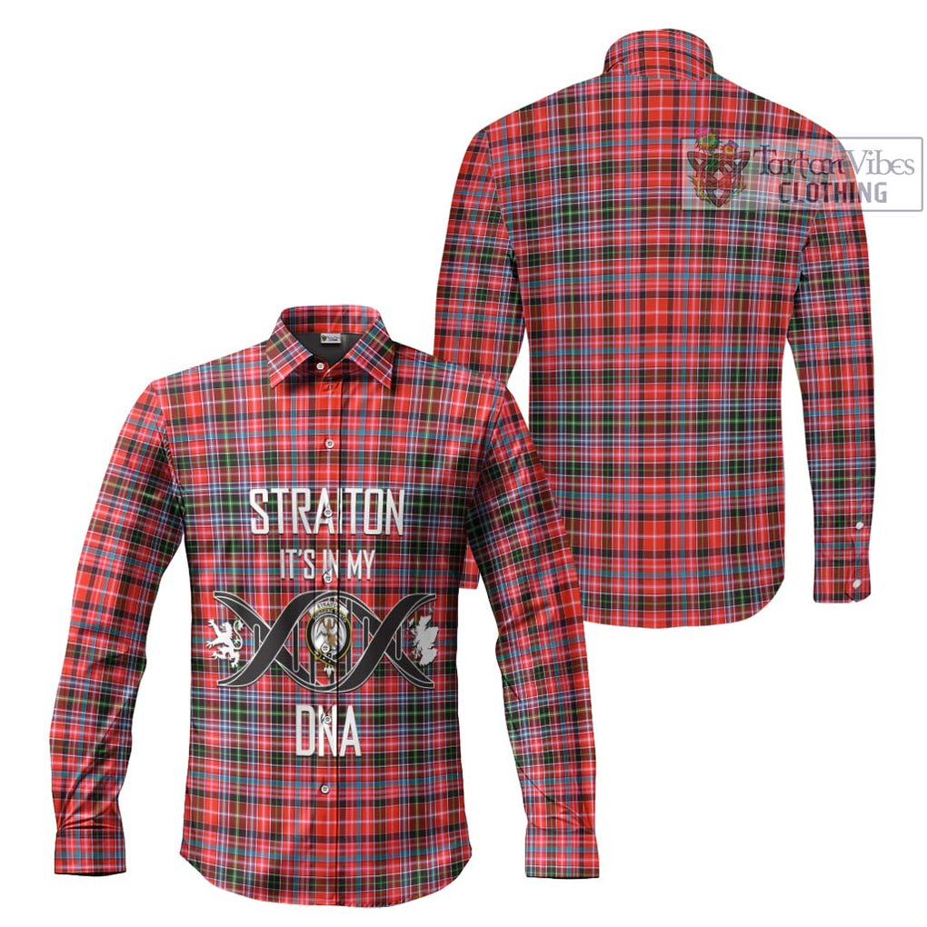 Straiton Tartan Long Sleeve Button Shirt with Family Crest DNA In Me Style Men's Shirt - Tartanvibesclothing Shop