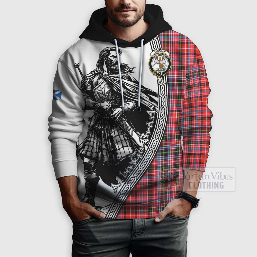Tartan Vibes Clothing Straiton Tartan Clan Crest Hoodie with Highlander Warrior Celtic Style
