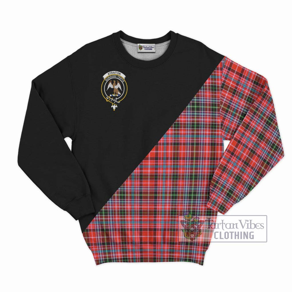 Straiton Tartan Sweatshirt with Family Crest and Military Logo Style - Tartanvibesclothing Shop