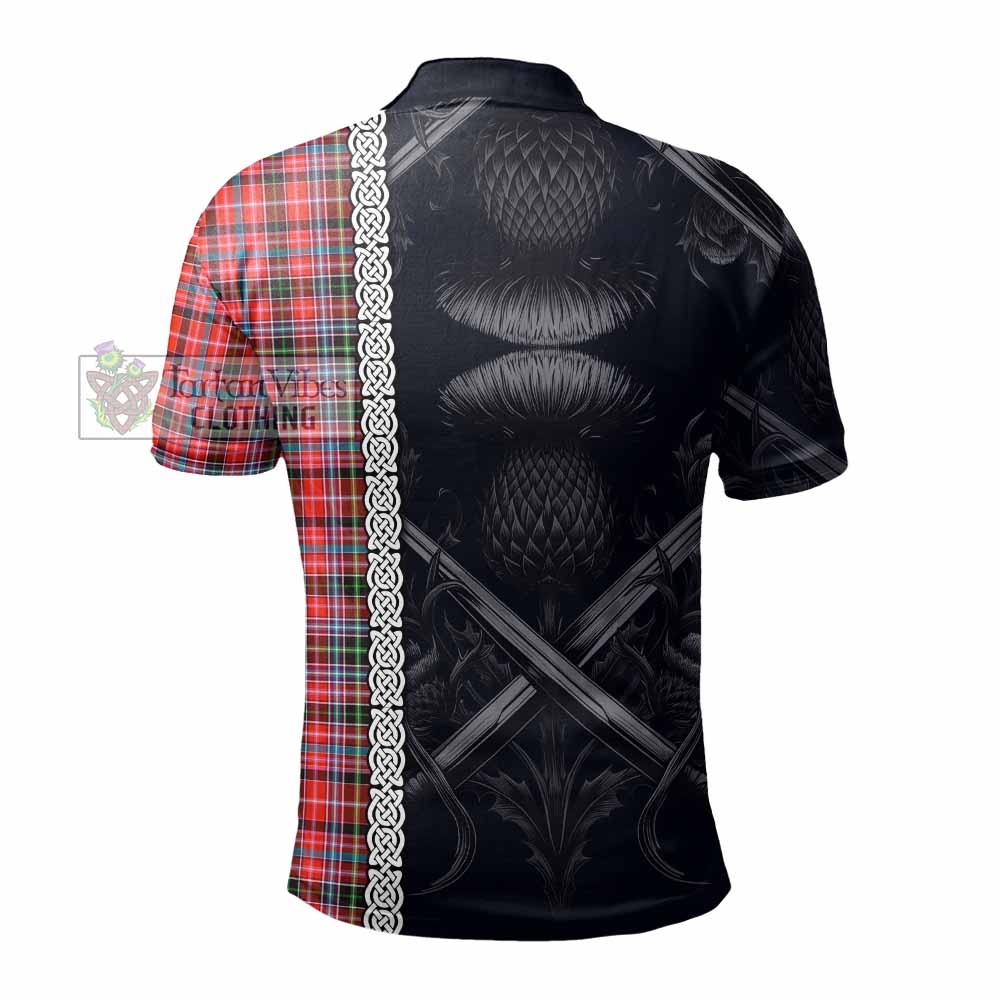 Tartan Vibes Clothing Straiton Tartan Polo Shirt with Family Crest Cross Sword Thistle Celtic Vibes