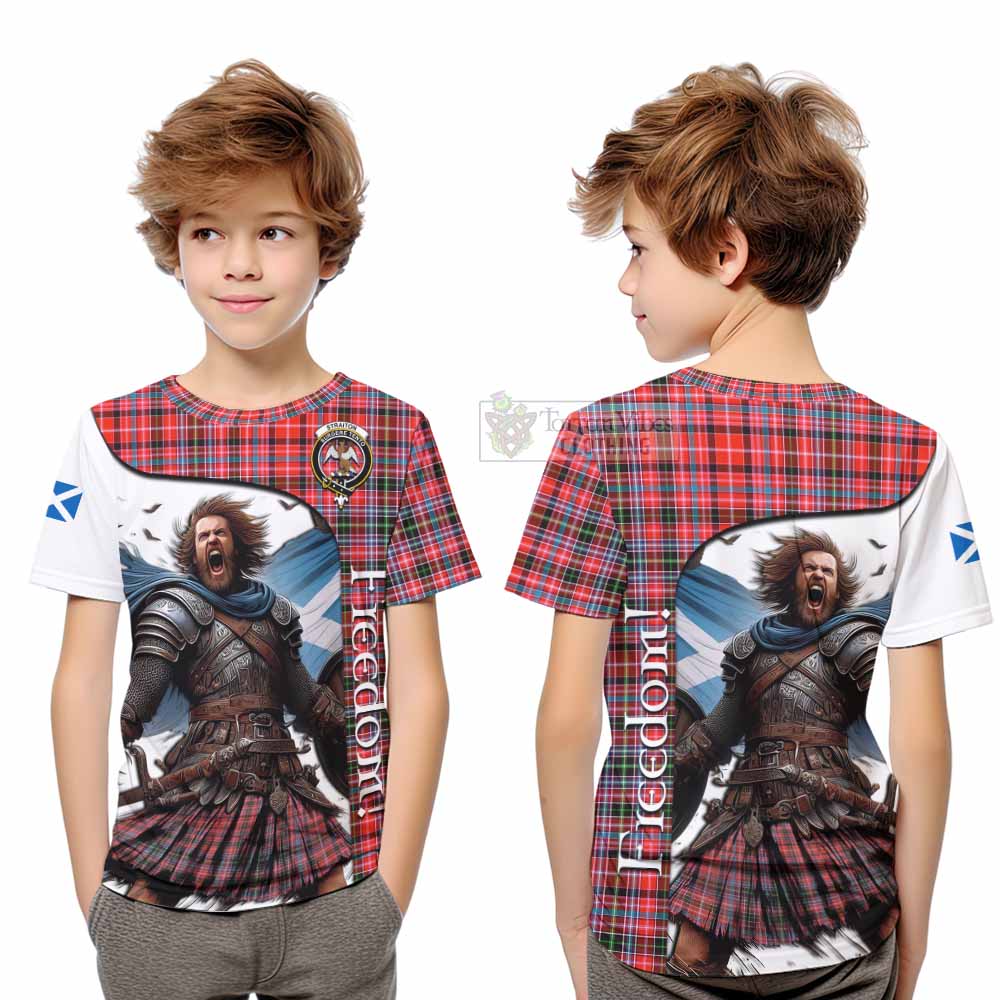 Tartan Vibes Clothing Straiton Crest Tartan Kid T-Shirt Inspired by the Freedom of Scottish Warrior