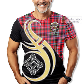 Straiton Tartan T-Shirt with Family Crest and Celtic Symbol Style - Tartan Vibes Clothing