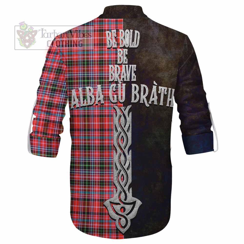 Tartan Vibes Clothing Straiton Tartan Family Crest Ghillie Kilt Shirt Alba Gu Brath Be Brave Lion Ancient Style