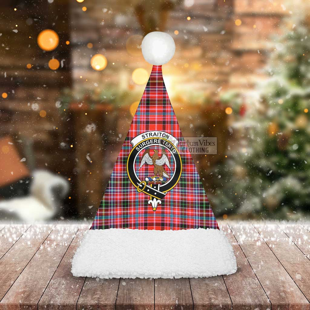 Tartan Vibes Clothing Straiton Tartan Christmas Santa Hats with Family Crest