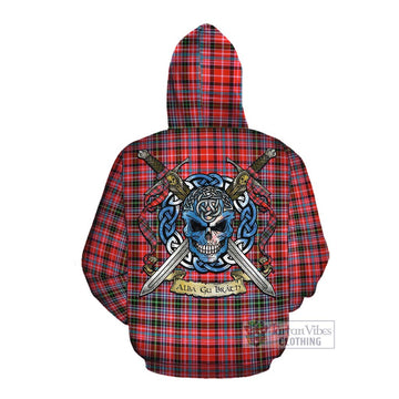Tartan Vibes Clothing Straiton Tartan Cotton Hoodie with Family Crest Celtic Skull Style