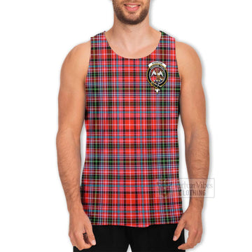 Tartan Vibes Clothing Straiton Tartan Men's Tank Top with Family Crest and Bearded Skull Holding Bottles of Whiskey