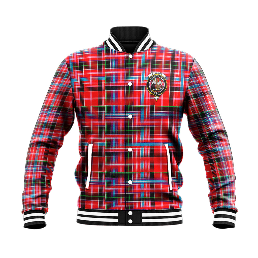Straiton Tartan Baseball Jacket with Family Crest - Tartan Vibes Clothing