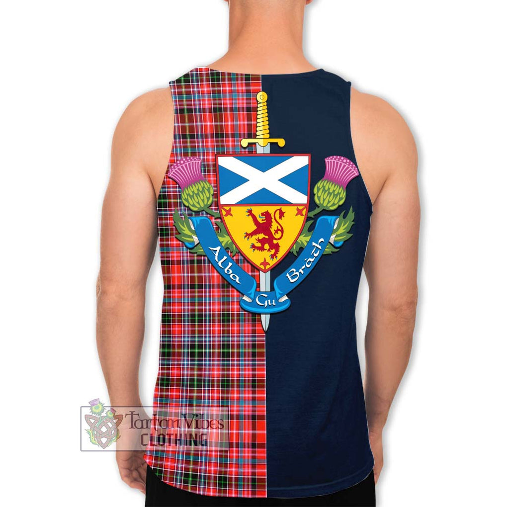 Tartan Vibes Clothing Straiton Tartan Men's Tank Top with Scottish Lion Royal Arm Half Style