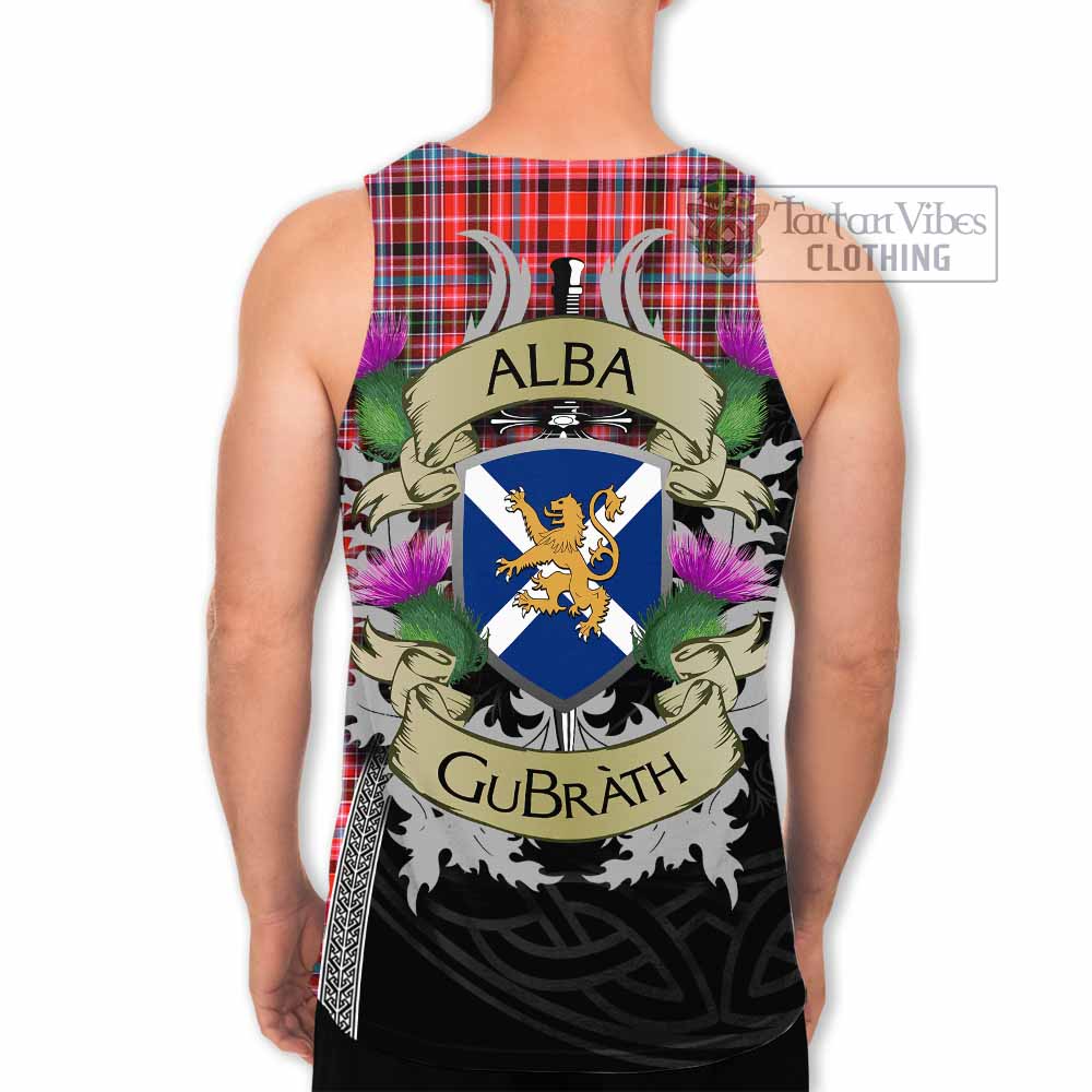 Tartan Vibes Clothing Straiton Tartan Family Crest Men's Tank Top Lion Rampant Royal Thistle Shield Celtic Inspired
