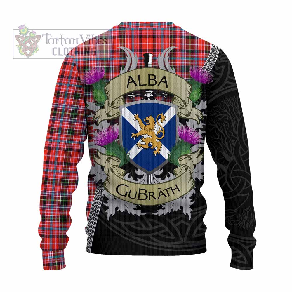 Tartan Vibes Clothing Straiton Tartan Family Crest Knitted Sweater Lion Rampant Royal Thistle Shield Celtic Inspired