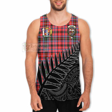 Tartan Vibes Clothing Straiton Crest Tartan Men's Tank Top with New Zealand Silver Fern Half Style