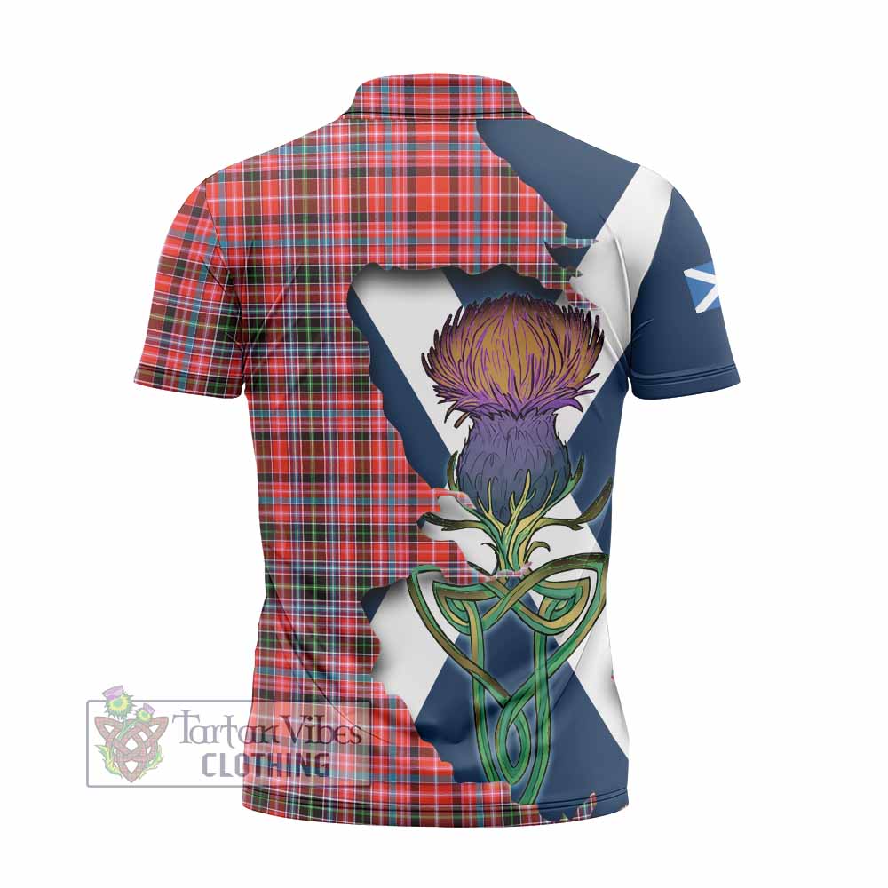 Tartan Vibes Clothing Straiton Tartan Family Crest Zipper Polo Shirt Scottish Thistle Celtic Inspired