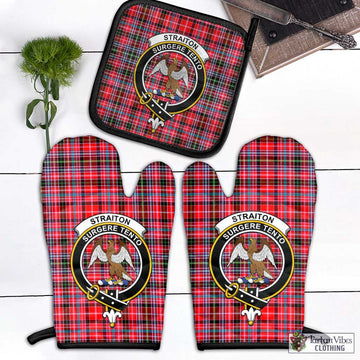 Straiton Tartan Combo Oven Mitt & Pot-Holder with Family Crest Combo 1 Oven Mitt & 1 Pot-Holder Black - Tartan Vibes Clothing