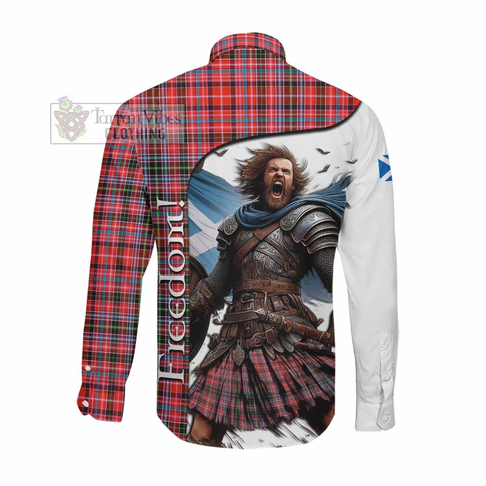 Tartan Vibes Clothing Straiton Crest Tartan Long Sleeve Button Shirt Inspired by the Freedom of Scottish Warrior