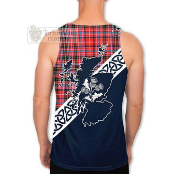 Tartan Vibes Clothing Straiton Tartan Men's Tank Top Featuring Thistle and Scotland Map