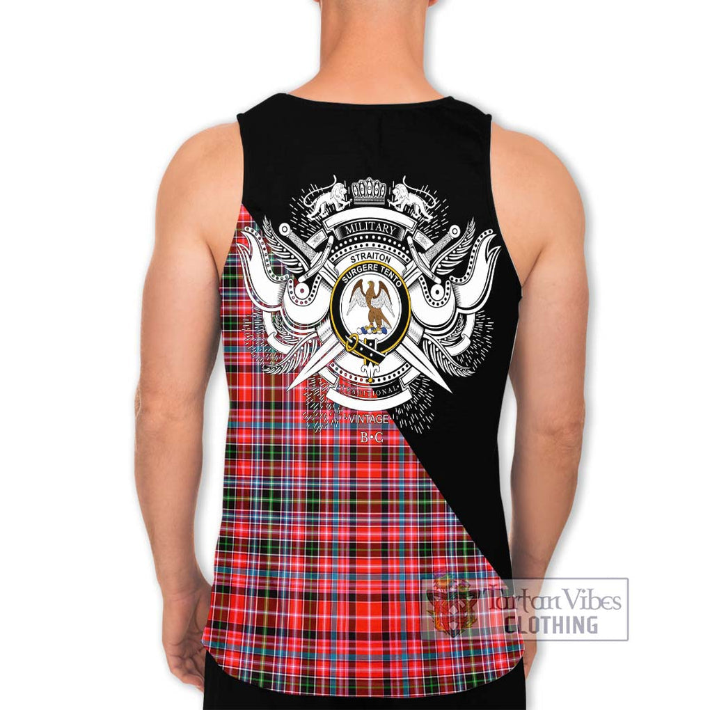 Straiton Tartan Men's Tank Top with Family Crest and Military Logo Style - Tartanvibesclothing Shop
