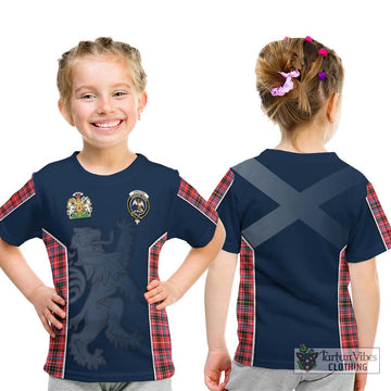 Straiton Tartan Kid T-Shirt with Family Crest and Lion Rampant Vibes Sport Style - Tartan Vibes Clothing