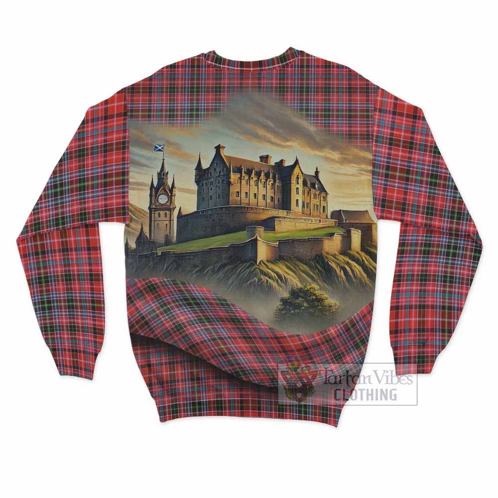 Tartan Vibes Clothing Straiton Tartan Family Crest Sweatshirt with Scottish Ancient Castle Style
