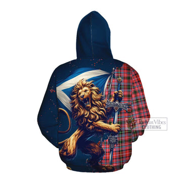 Straiton Tartan Family Crest Cotton Hoodie with Scottish Majestic Lion