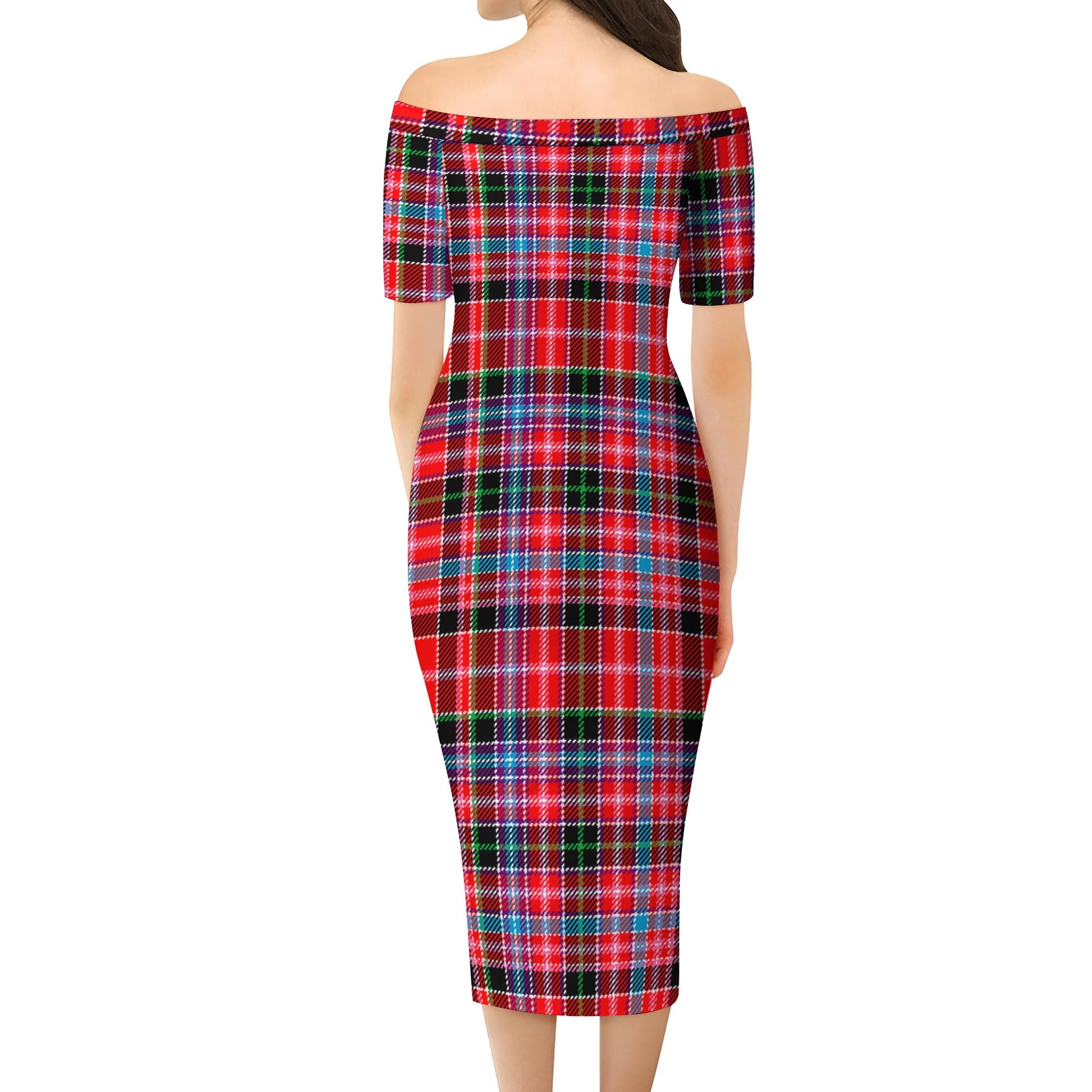 Straiton Tartan Off Shoulder Lady Dress - Tartanvibesclothing