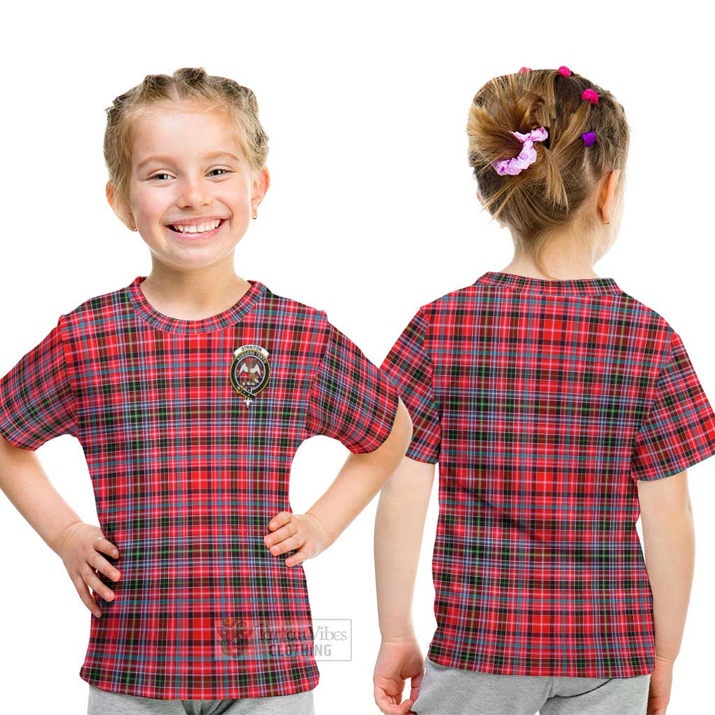 Straiton Tartan Kid T-Shirt with Family Crest - Tartanvibesclothing Shop