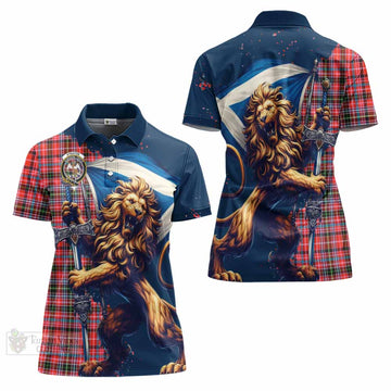 Tartan Vibes Clothing Straiton Tartan Family Crest Women's Polo Shirt with Scottish Majestic Lion