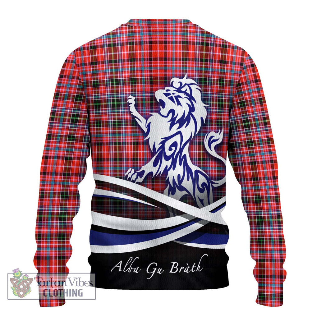 Straiton Tartan Knitted Sweater with Alba Gu Brath Regal Lion Emblem - Tartanvibesclothing Shop