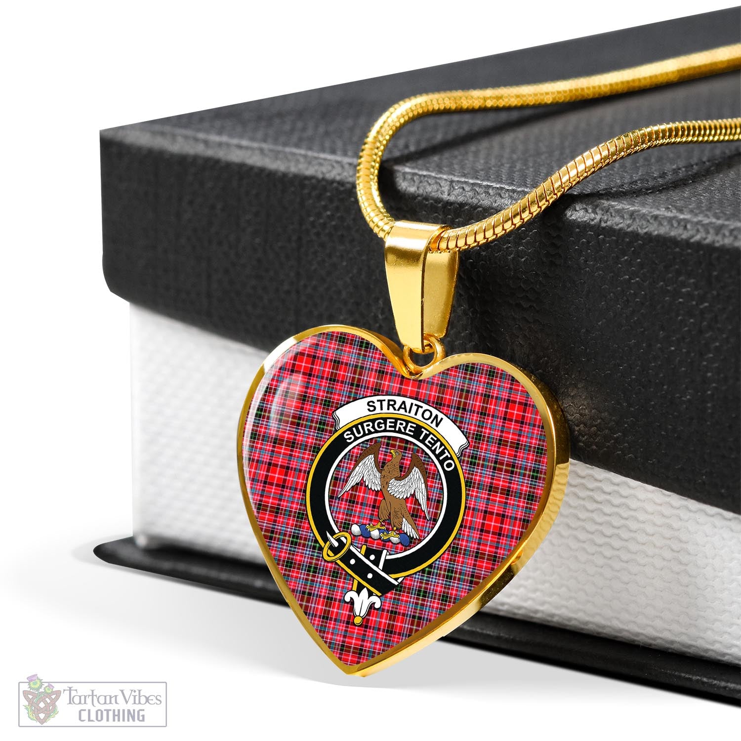 Tartan Vibes Clothing Straiton Tartan Heart Necklace with Family Crest