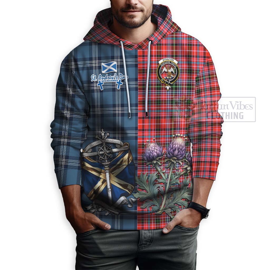 Tartan Vibes Clothing Straiton Tartan Hoodie Happy St. Andrew's Day Half Tartan Style