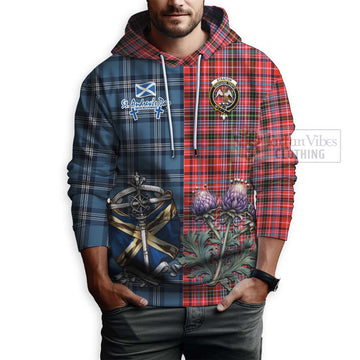 Tartan Vibes Clothing Straiton Tartan Hoodie Happy St. Andrew's Day Half Tartan Style