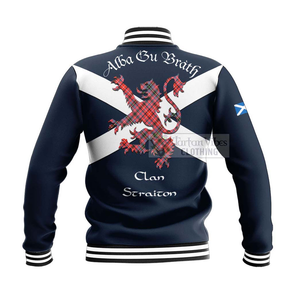 Tartan Vibes Clothing Straiton Tartan Lion Rampant Baseball Jacket – Proudly Display Your Heritage with Alba Gu Brath and Clan Name