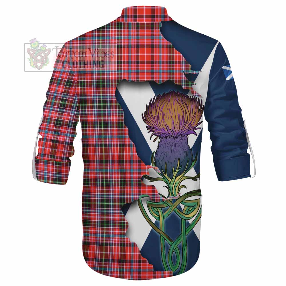 Tartan Vibes Clothing Straiton Tartan Family Crest Ghillie Kilt Shirt Scottish Thistle Celtic Inspired