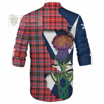 Straiton Tartan Family Crest Ghillie Kilt Shirt Scottish Thistle Celtic Inspired