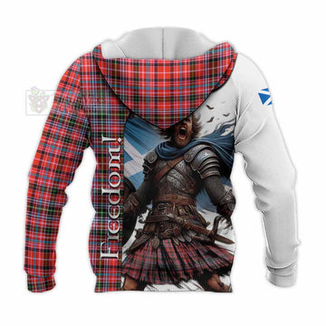 Straiton Crest Tartan Knitted Hoodie Inspired by the Freedom of Scottish Warrior