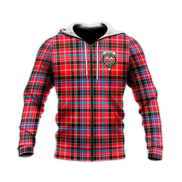 Straiton Tartan Knitted Hoodie with Family Crest