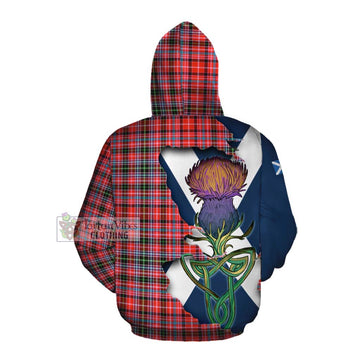 Straiton Tartan Family Crest Cotton Hoodie Scottish Thistle Celtic Inspired