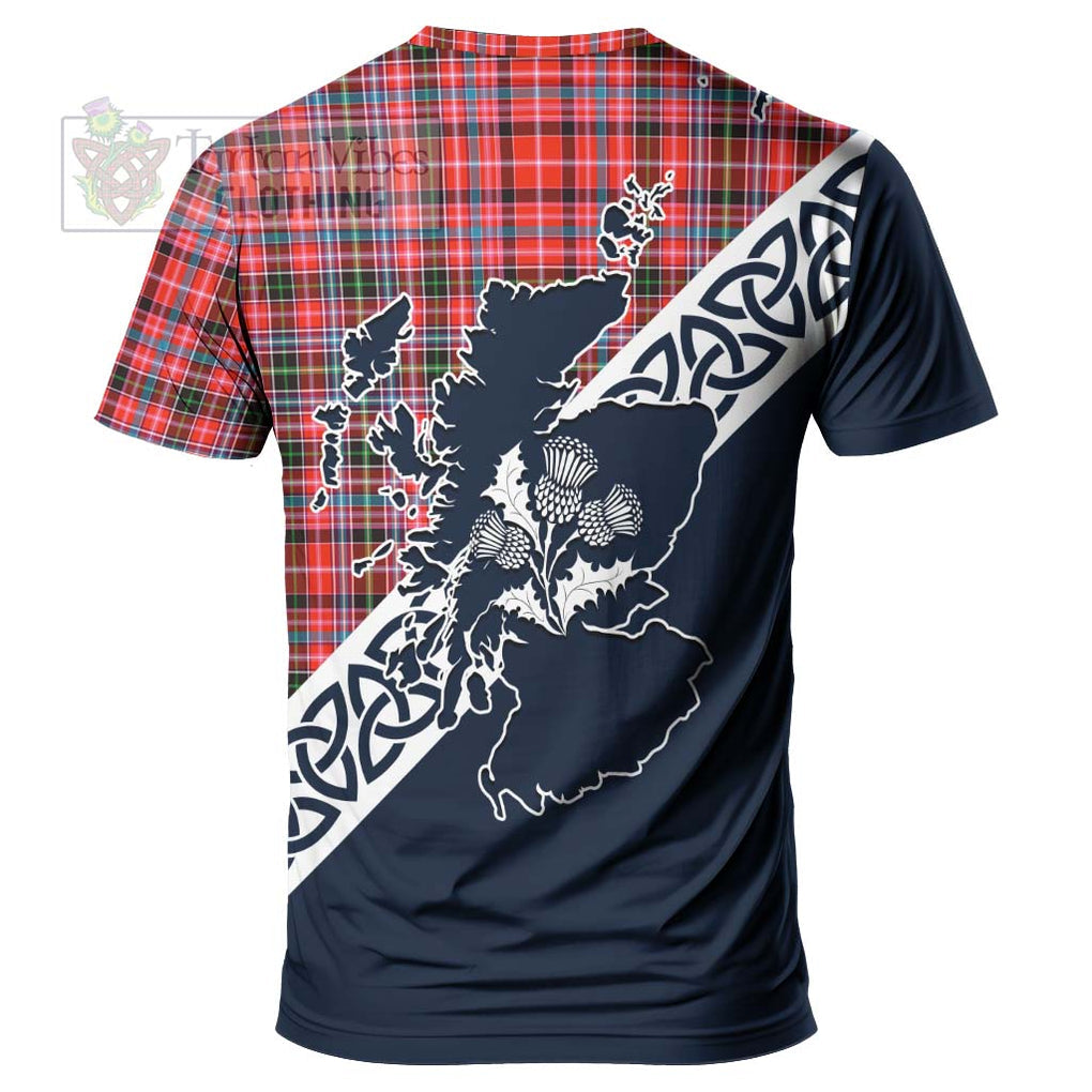Straiton Tartan T-Shirt Featuring Thistle and Scotland Map - Tartanvibesclothing Store