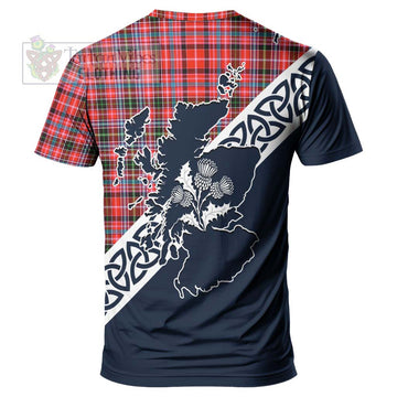 Straiton Tartan T-Shirt Featuring Thistle and Scotland Map - Tartanvibesclothing Store