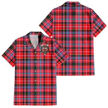 Straiton Tartan Short Sleeve Button Down Shirt with Family Crest
