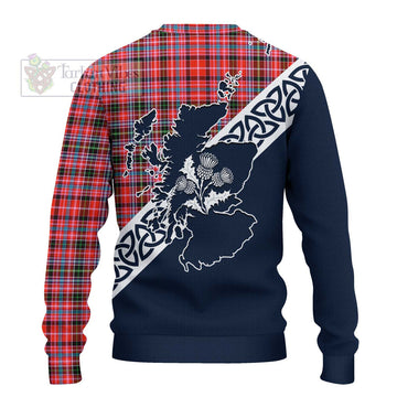 Tartan Vibes Clothing Straiton Tartan Knitted Sweater Featuring Thistle and Scotland Map
