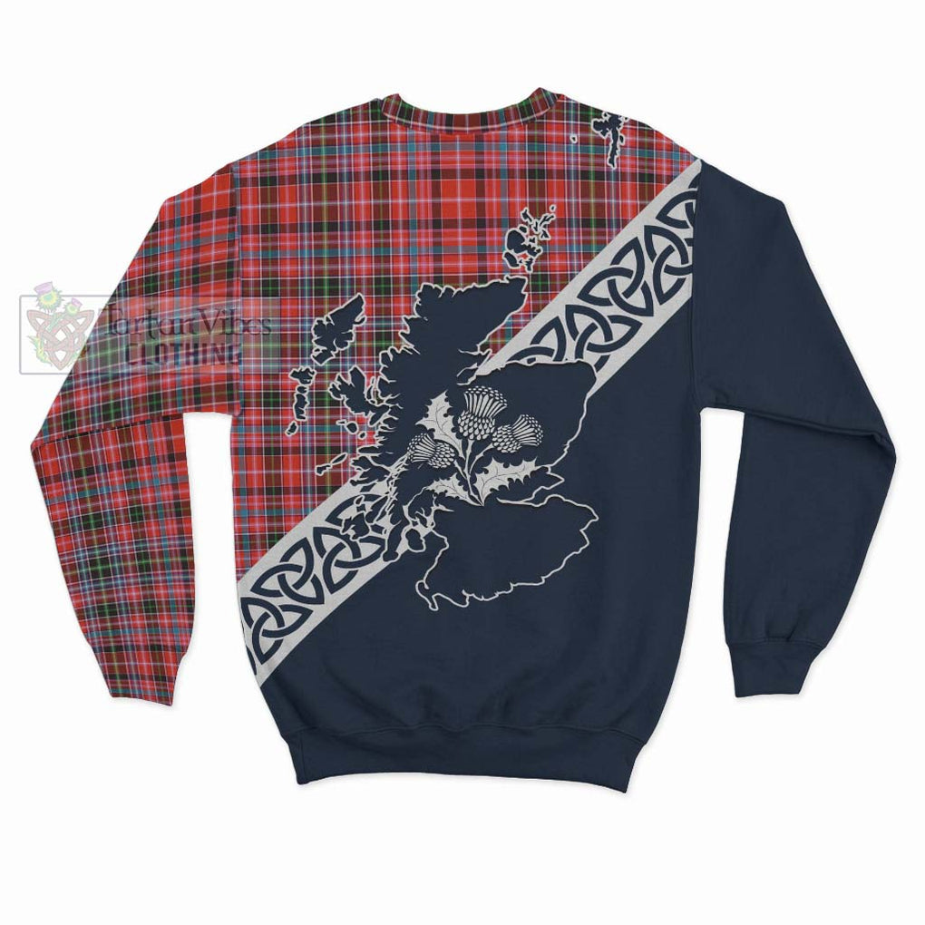 Tartan Vibes Clothing Straiton Tartan Sweatshirt Featuring Thistle and Scotland Map